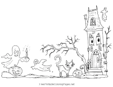 Scary Haunted House coloring page