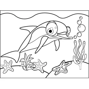 Curious Dolphin Coloring Page