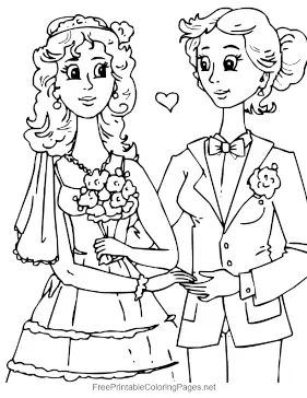 Wedding With Two Brides coloring page