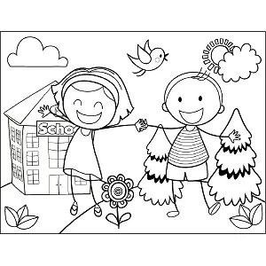boy and girl coloring template